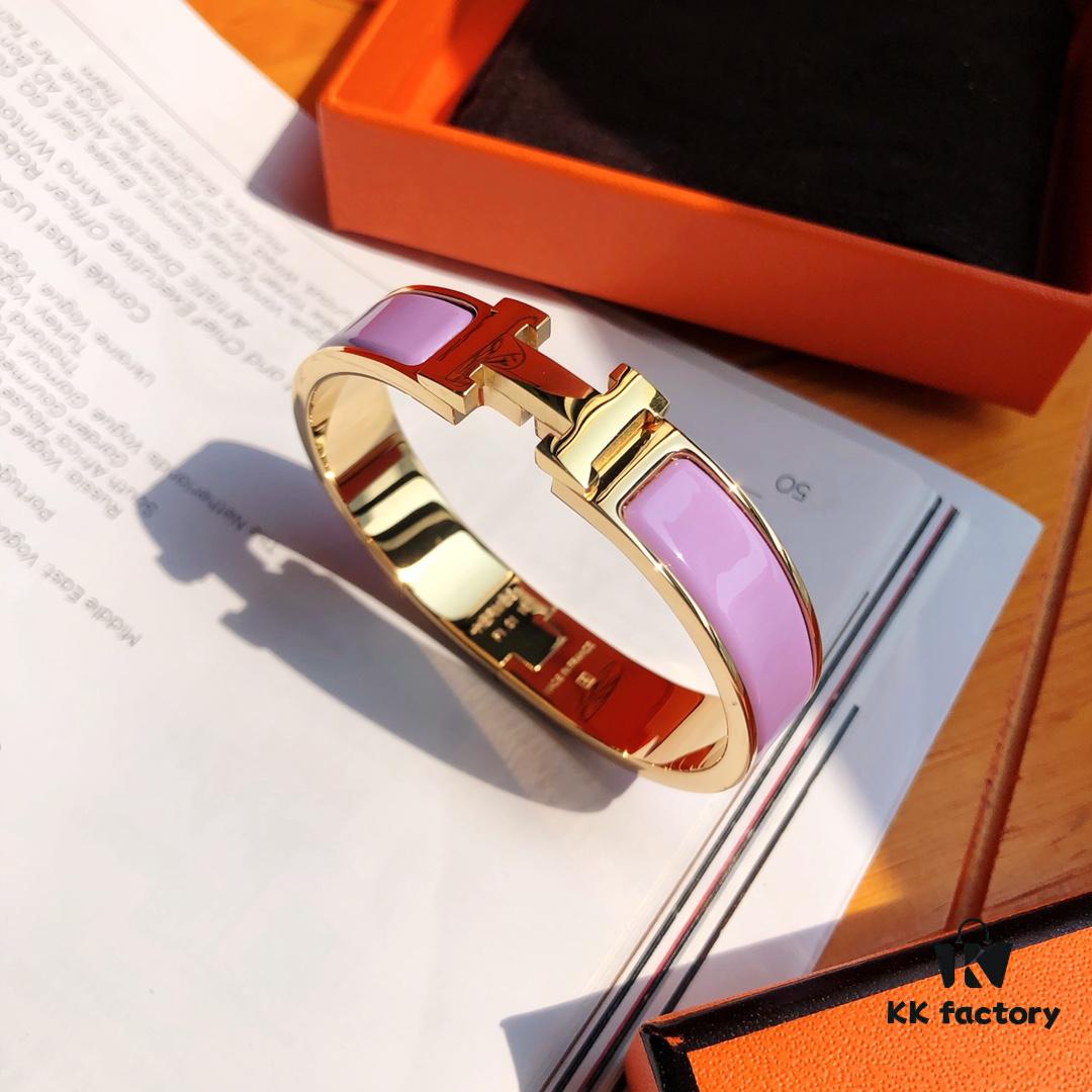 Exclusive Stock! New Color Release! Hermes Classic Enamel Cuff Bracelet, Lin Xintong & Jiang Xin's Same Style, Inspired by Andalusian Iron Balconies