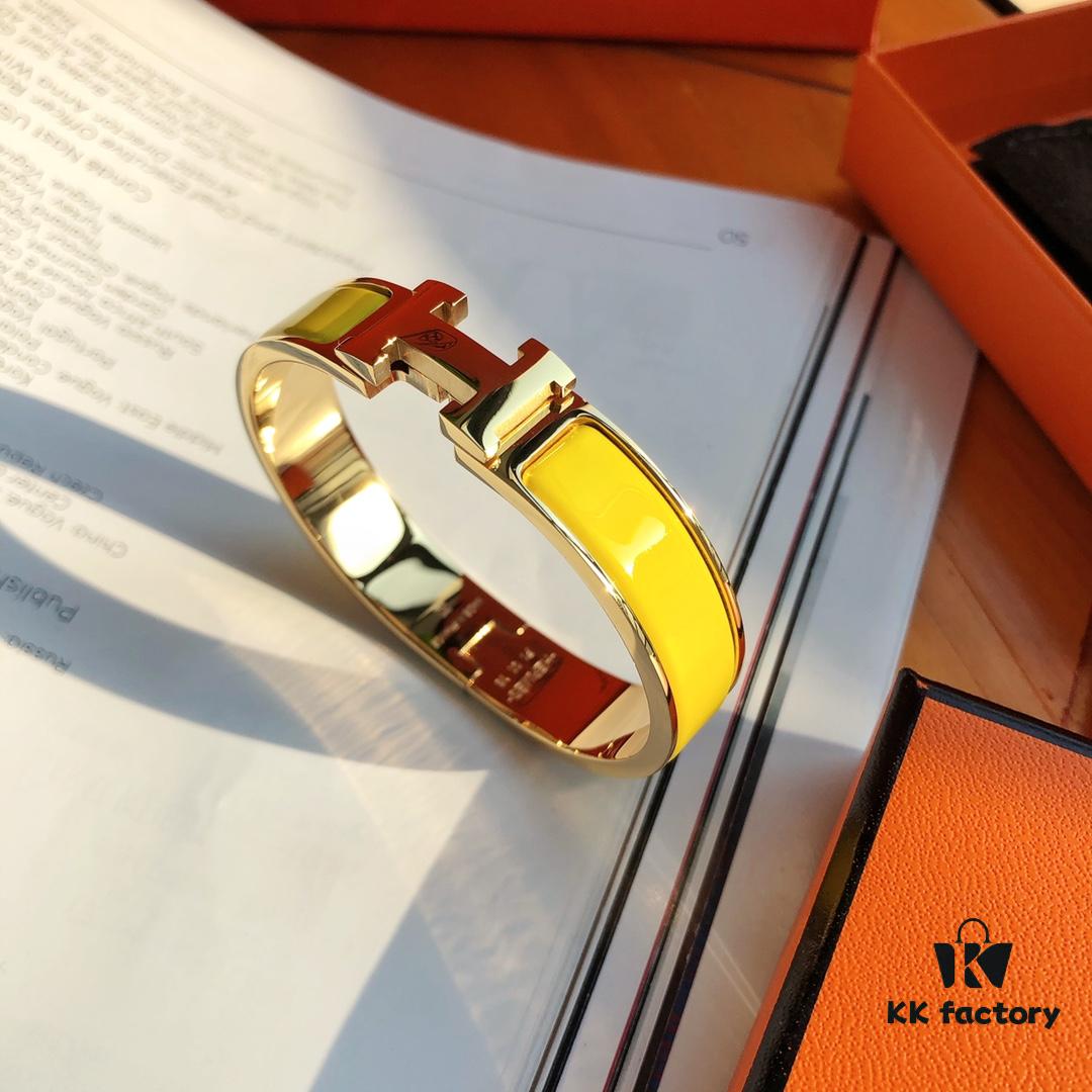 Exclusive Stock! New Color Release! Hermes Classic Enamel Cuff Bracelet, Lin Xintong & Jiang Xin's Same Style, Inspired by Andalusian Iron Balconies