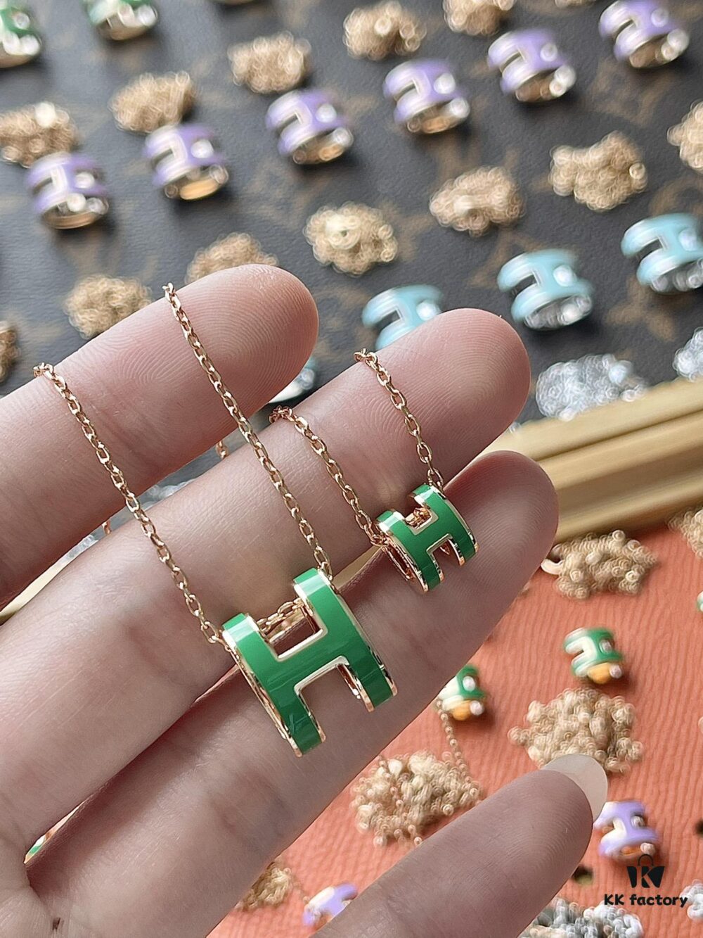 Hermès Necklace Small and Large Size Green