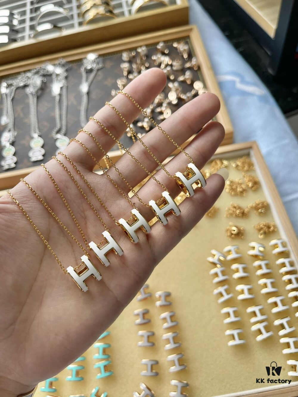 Hermès Gold and White Necklace