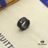 LV Ring Luxury Black and White Bicolor Solid Gold Plated Never Fades Crown LV Louis Vuitton Letter Ring