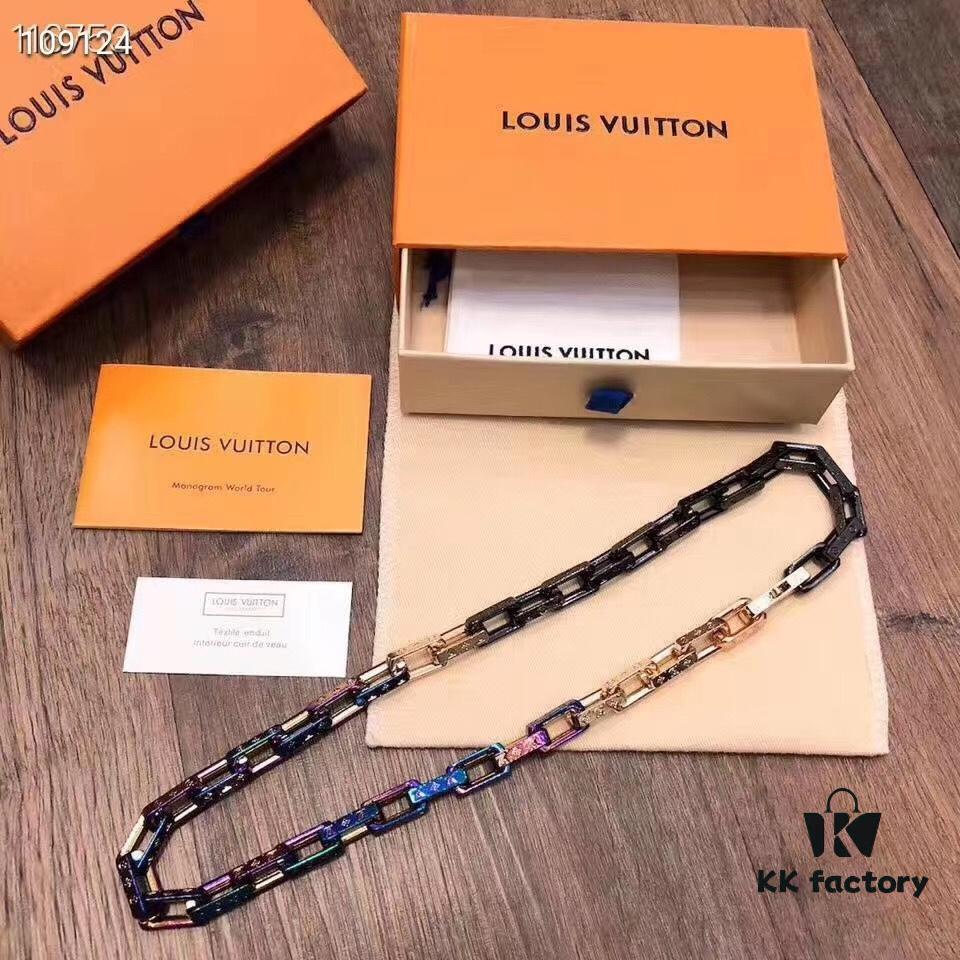 Louis Vuitton LV Monogram Tempered Silver Necklace