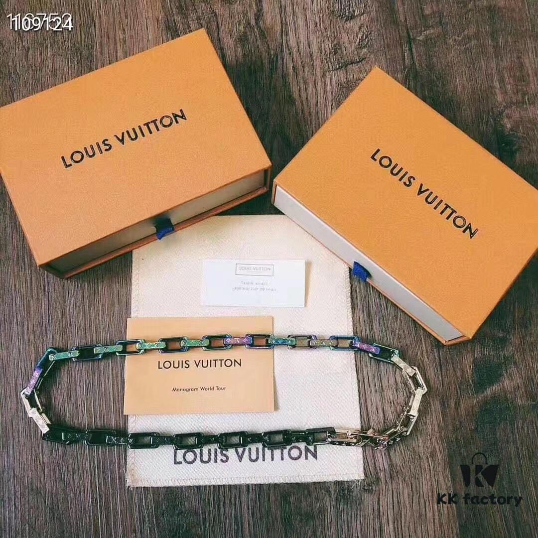 Louis Vuitton LV Monogram Tempered Silver Necklace