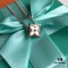 Sterling Silver 18K Gold Plated Rose Gold Pink Mother of Pearl Diamond Necklace Inspired by LV Diamond Flower Design