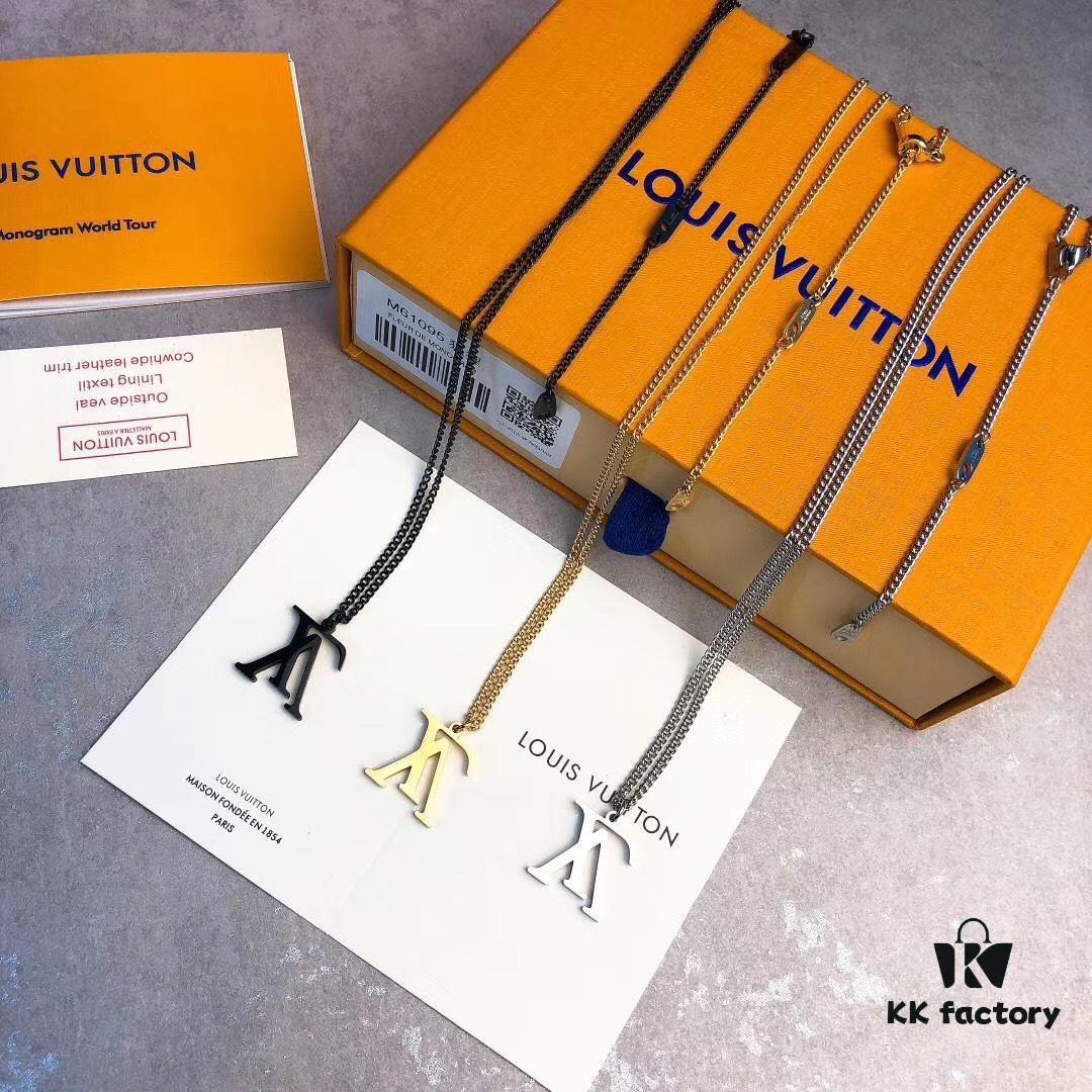 LV Necklace Limited Edition from Boutique, Stainless Steel with 18K Gold Vacuum Plating, Overseas Purchased Pendant, Available in Three Colors