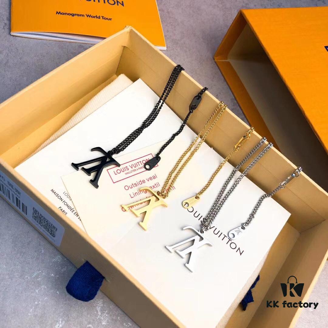 LV Necklace Limited Edition from Boutique, Stainless Steel with 18K Gold Vacuum Plating, Overseas Purchased Pendant, Available in Three Colors