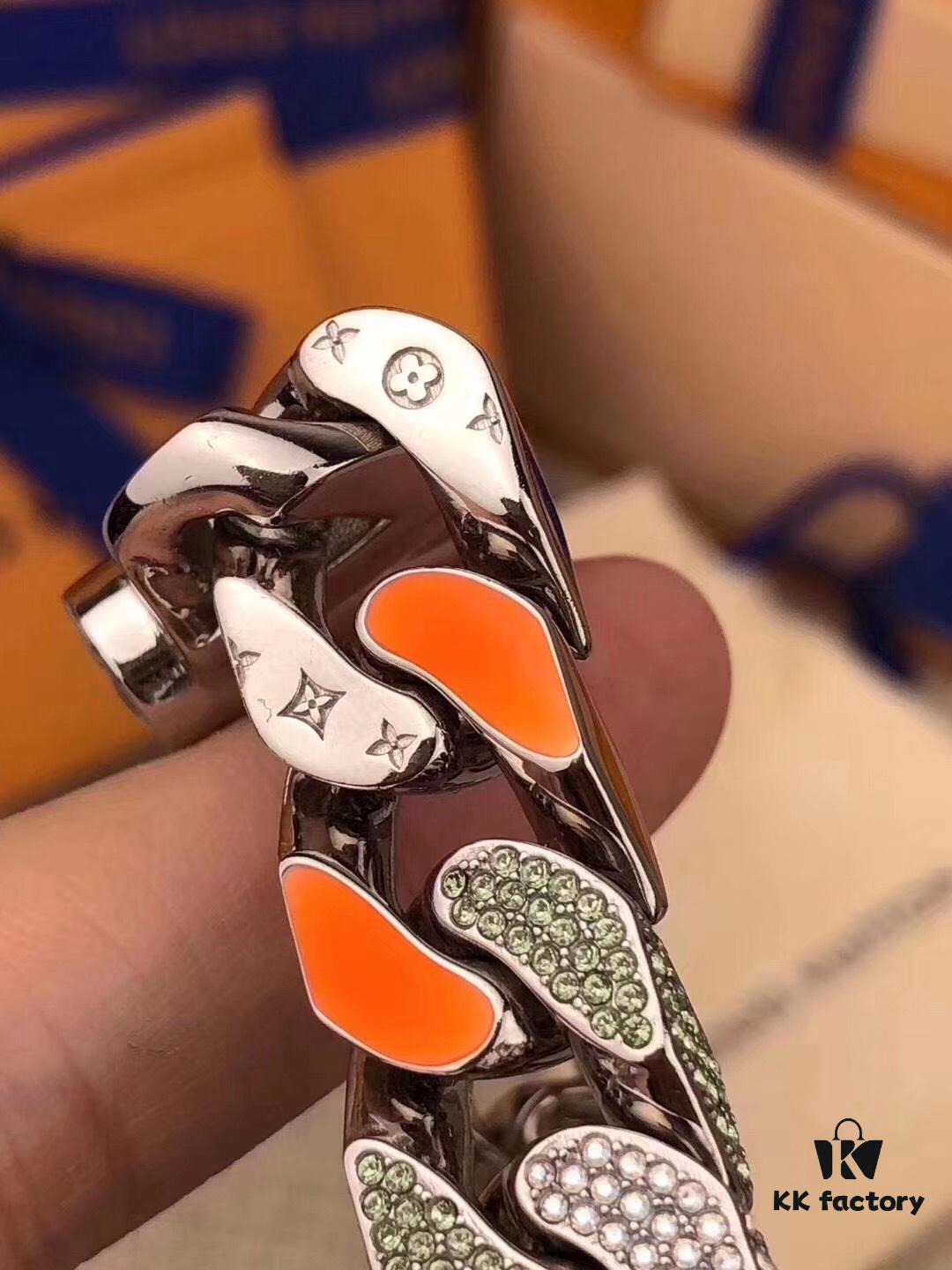 LV Vivienne Sparkling Enamel Full Diamond Bracelet FW Chain Links Patches