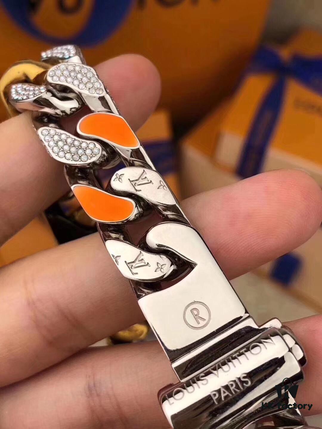 LV Vivienne Sparkling Enamel Full Diamond Bracelet FW Chain Links Patches