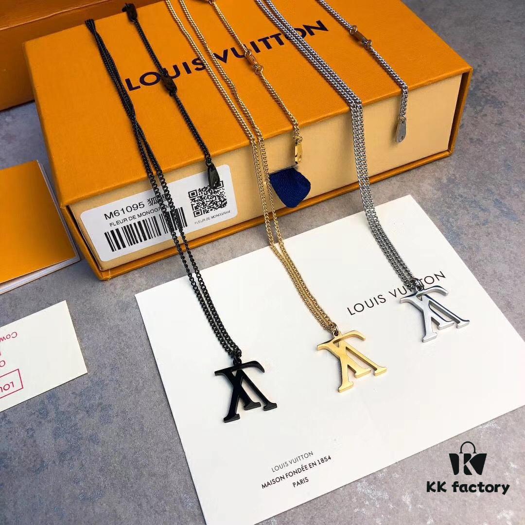 LV Necklace Limited Edition from Boutique, Stainless Steel with 18K Gold Vacuum Plating, Overseas Purchased Pendant, Available in Three Colors