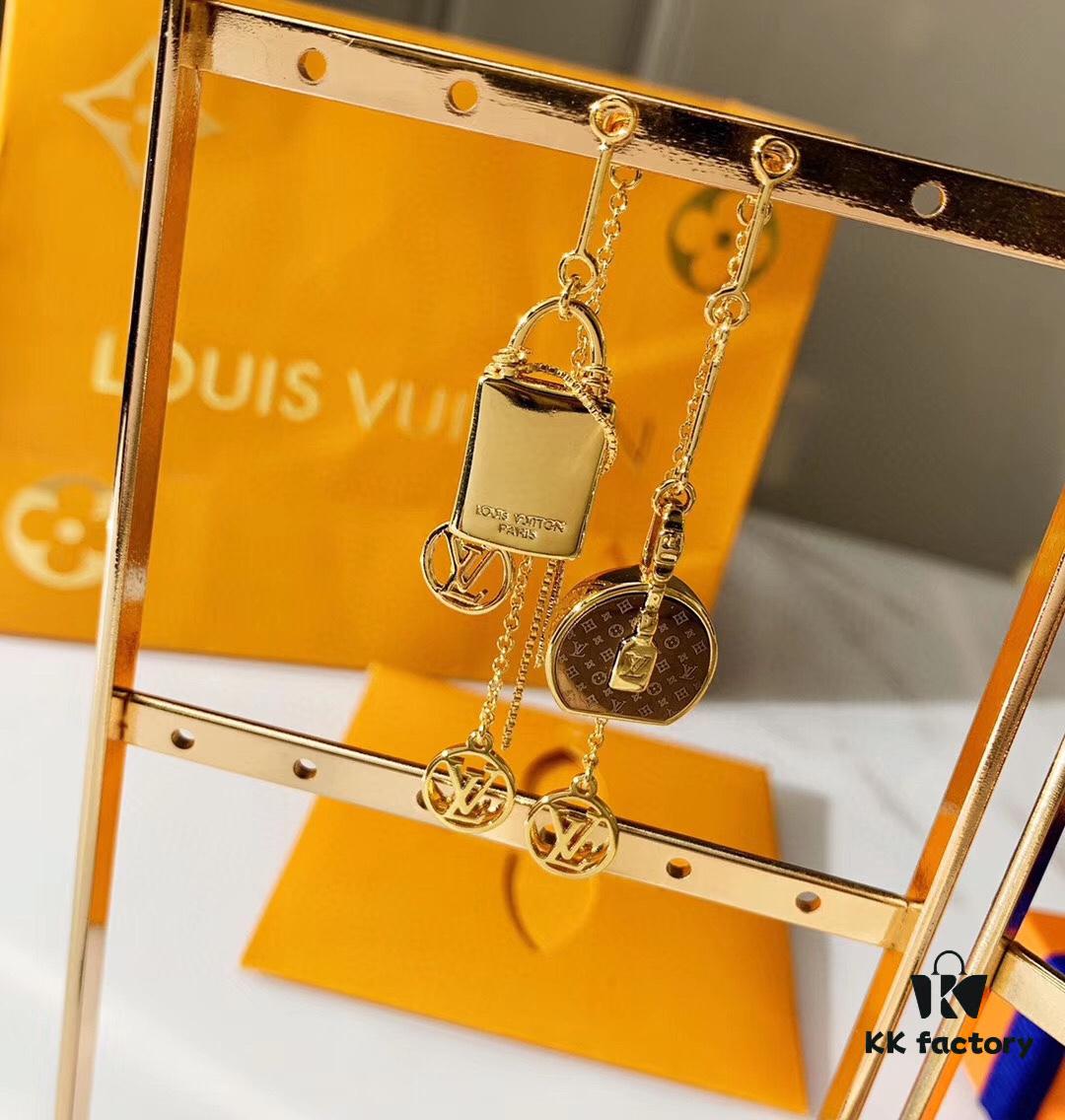 Louis Vuitton Boite Chapeau Bag in Monogram Canvas and Gold-Tone Metal, Adorning Mini LV Asymmetrical Earrings