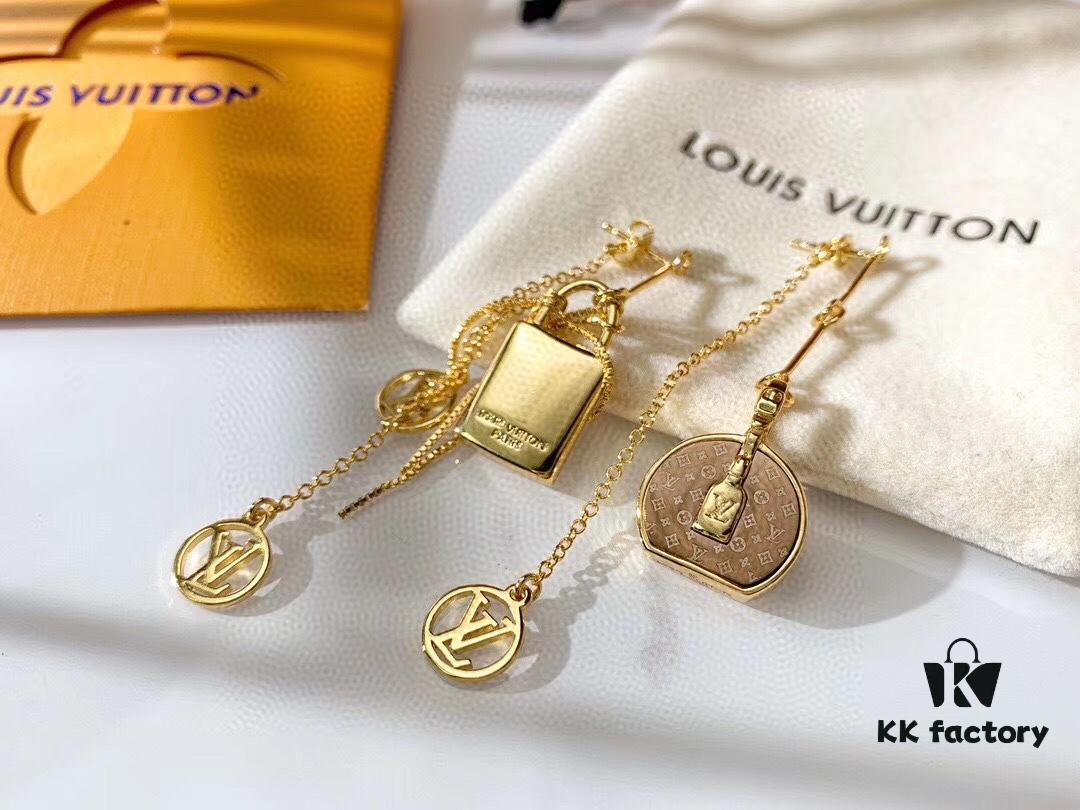 Louis Vuitton Boite Chapeau Bag in Monogram Canvas and Gold-Tone Metal, Adorning Mini LV Asymmetrical Earrings