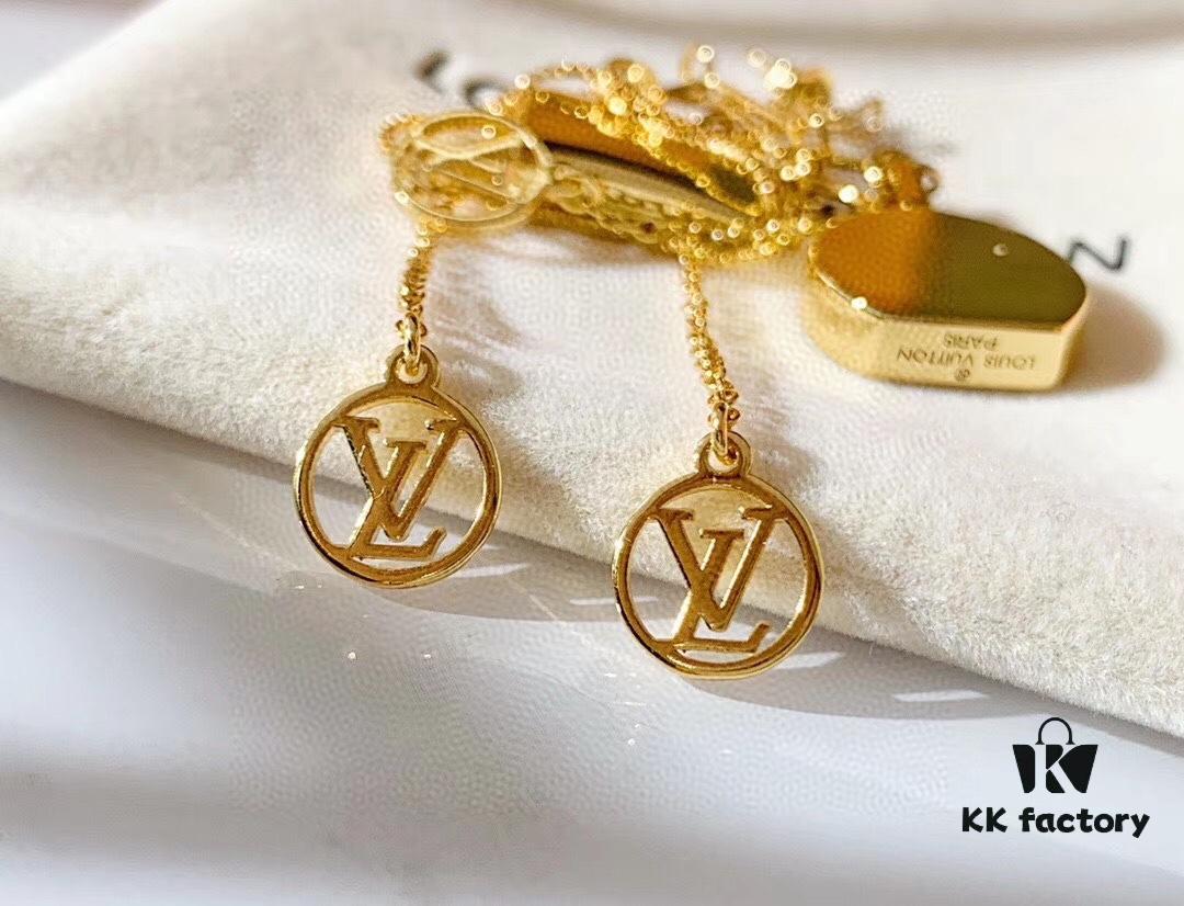 Louis Vuitton Boite Chapeau Bag in Monogram Canvas and Gold-Tone Metal, Adorning Mini LV Asymmetrical Earrings