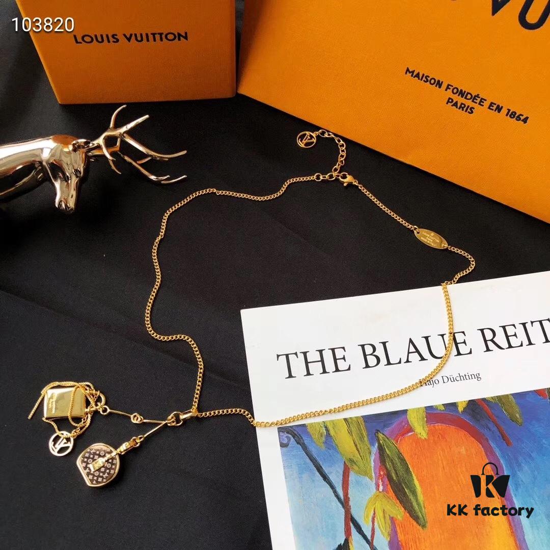Mini LV Pendant Necklace with Golden Chain