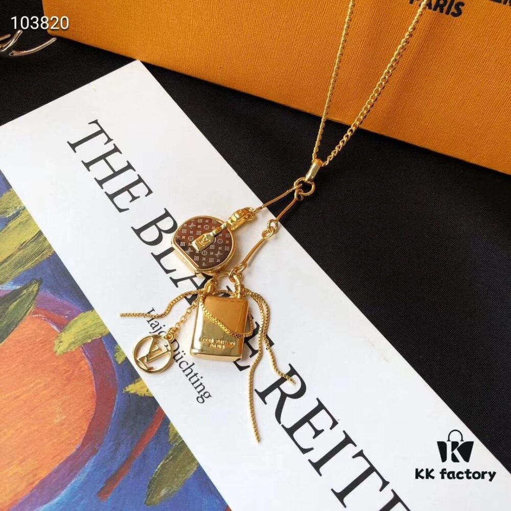 Mini LV Pendant Necklace with Golden Chain