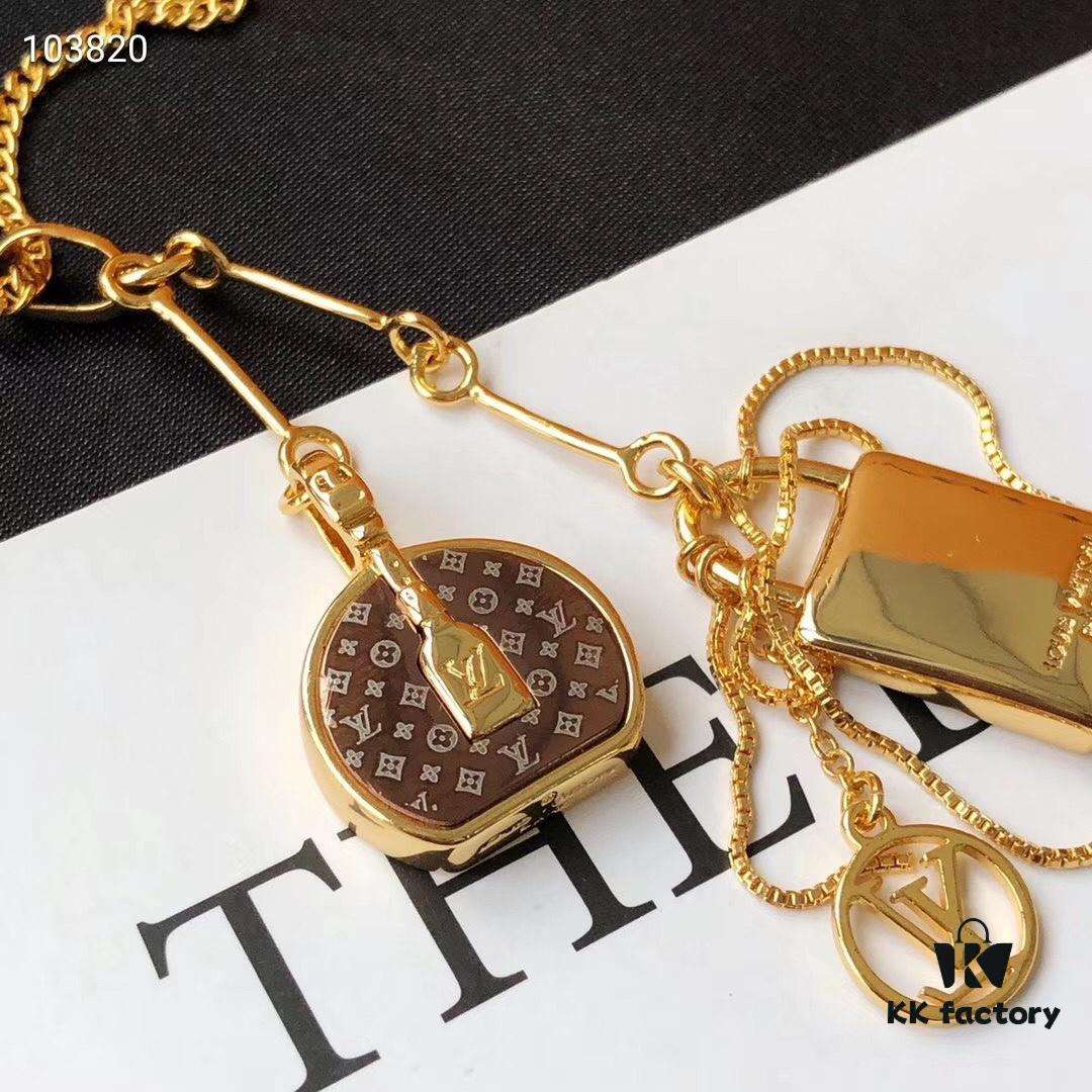 Mini LV Pendant Necklace with Golden Chain