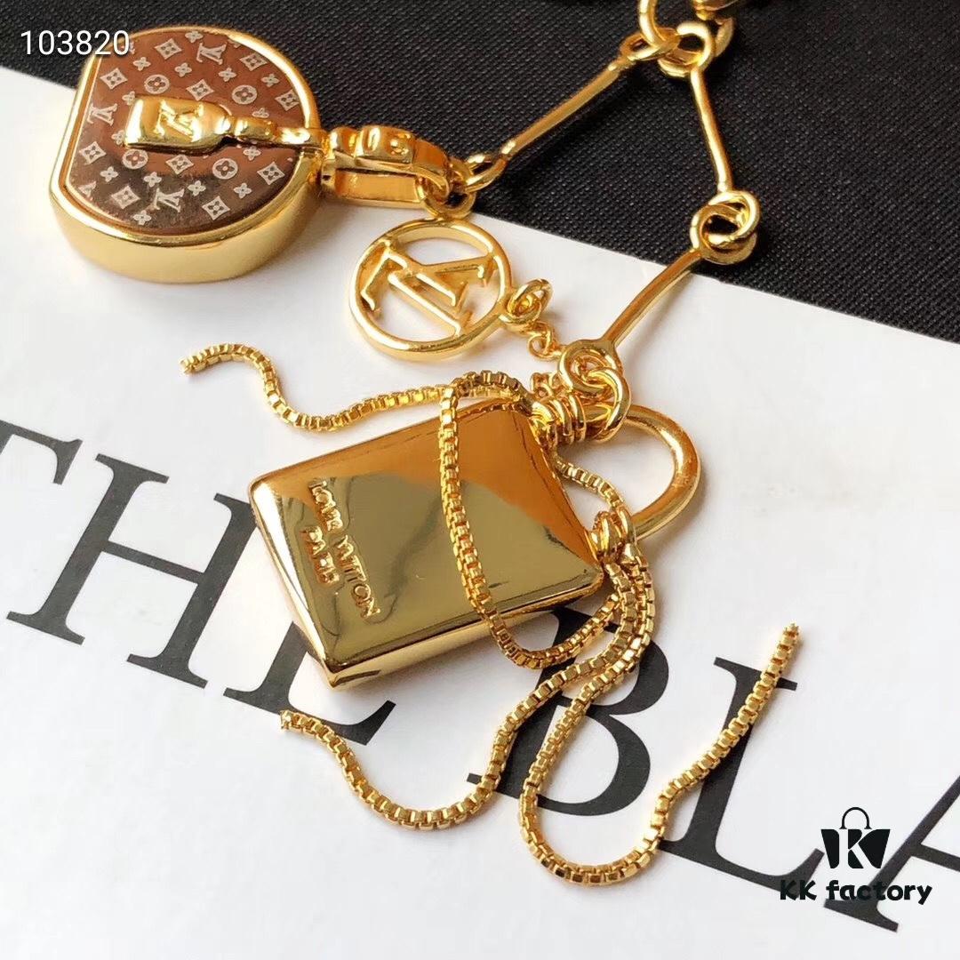 Mini LV Pendant Necklace with Golden Chain