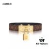 Louis Vuitton Original LV Monogram Leather Bracelet ● Calfskin Lining, Unique Design, Retro and Avant-garde Style