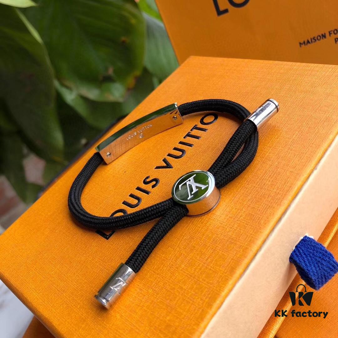 Louis Vuitton LV Monogram Leather Bracelet - Premium Replica, Authentic Brass Hardware, Adjustable Calfskin Interior, Four Classic Patterns, Unisex Design