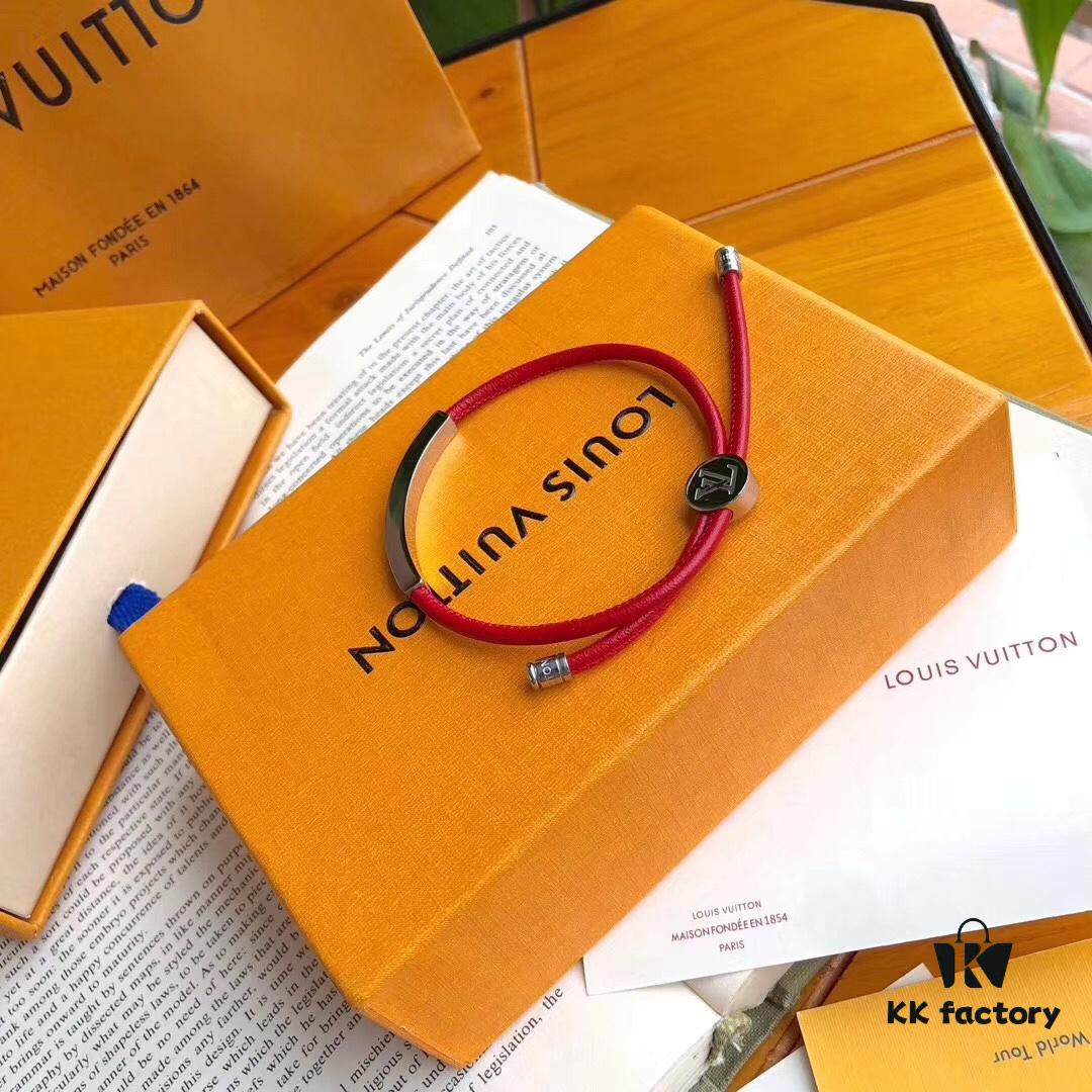 Authentic Prototype Level LV Monogram Leather Bracelet ● Premium Brass Material with Calfskin Lining, Unique Retro-Futuristic Design, Four Patterns Available, Adjustable Unisex Couple Bracelet