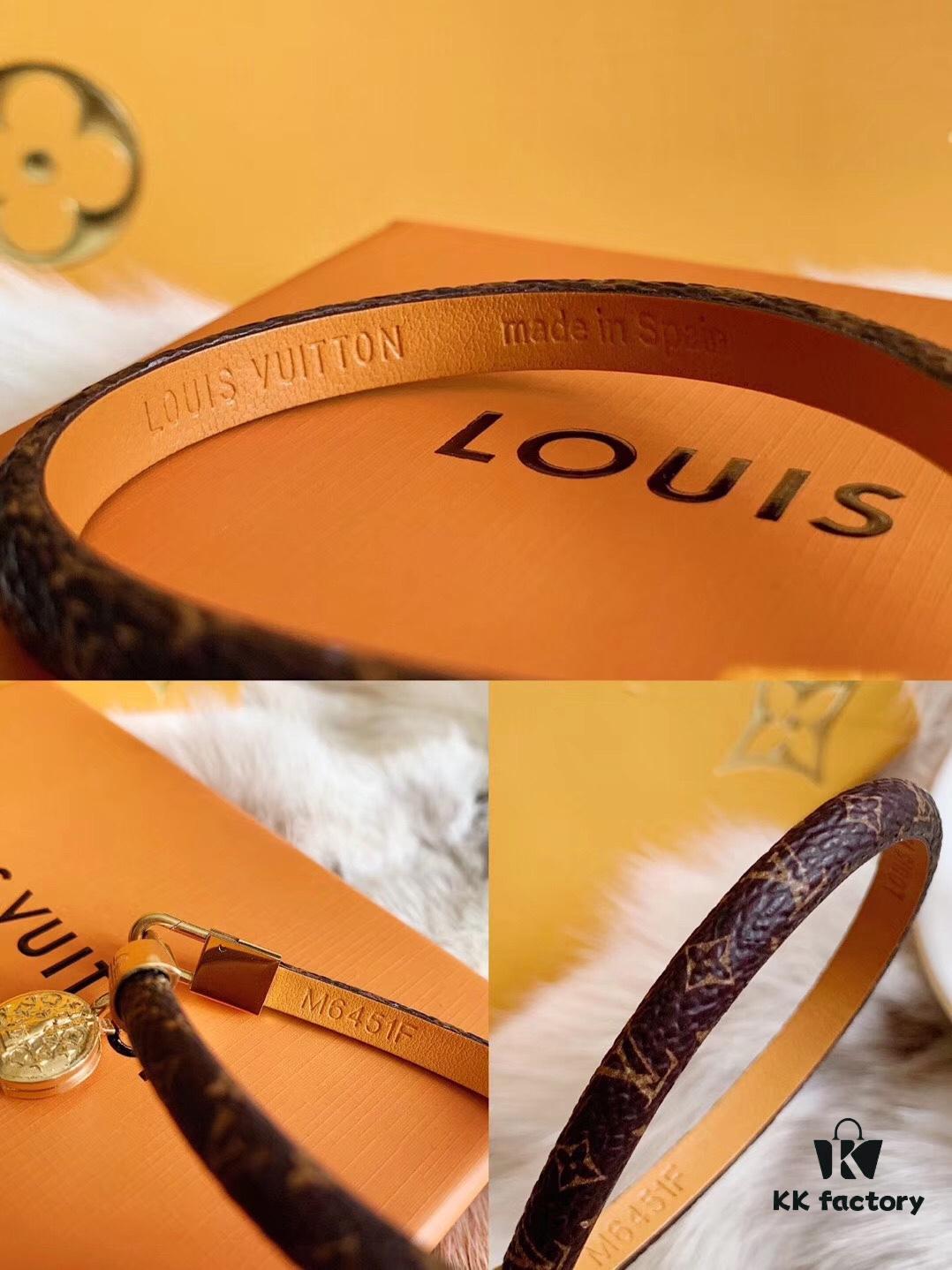 Louis Vuitton LV Monogram Double Leather Strap Bag Bracelet Wristband, Brass Hardware, Calfskin Lining, Vintage and Avant-garde Design, Must-have for Women