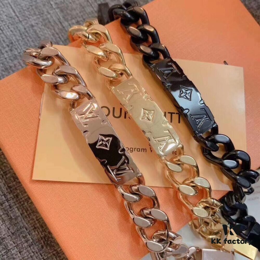 LV Limited Edition Bracelet 🔰 MONGRAW Chain Bracelet with Louis Vuitton Studs, Imported 316L Stainless Steel with Vacuum White Gold Plating