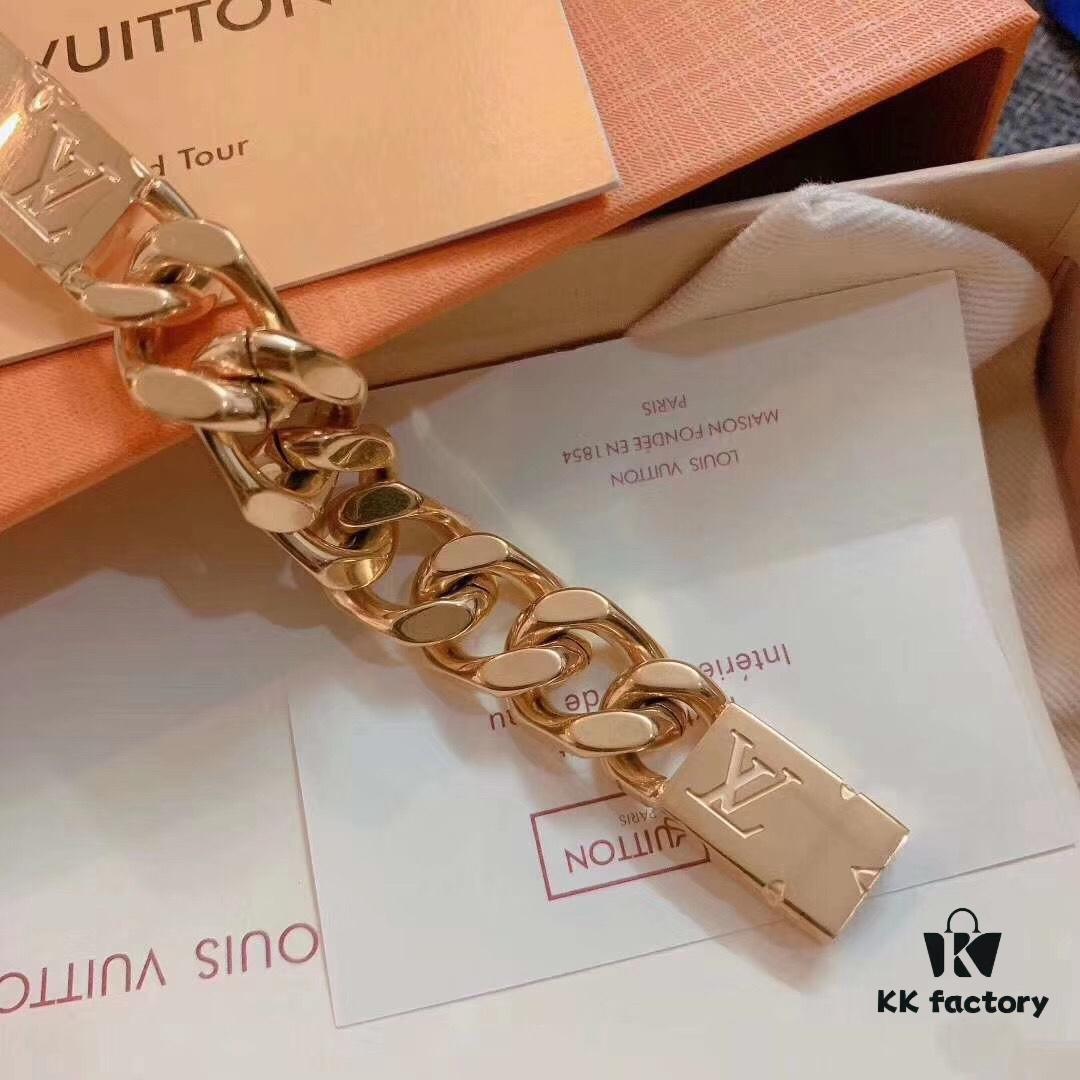 LV Limited Edition Bracelet 🔰 MONGRAW Chain Bracelet with Louis Vuitton Studs, Imported 316L Stainless Steel with Vacuum White Gold Plating