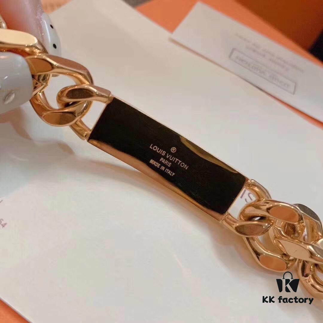 LV Limited Edition Bracelet 🔰 MONGRAW Chain Bracelet with Louis Vuitton Studs, Imported 316L Stainless Steel with Vacuum White Gold Plating