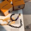 LV by Virgil Abloh Monogram Limited Edition Bracelet, Unisex Design, Stainless Steel with Colorful Chain Links and Engraved Logo Detail