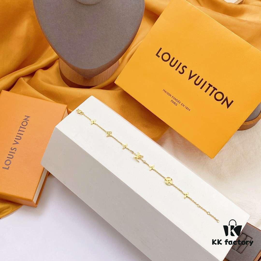 LV Gold-Tone Letter and Flower Bracelet