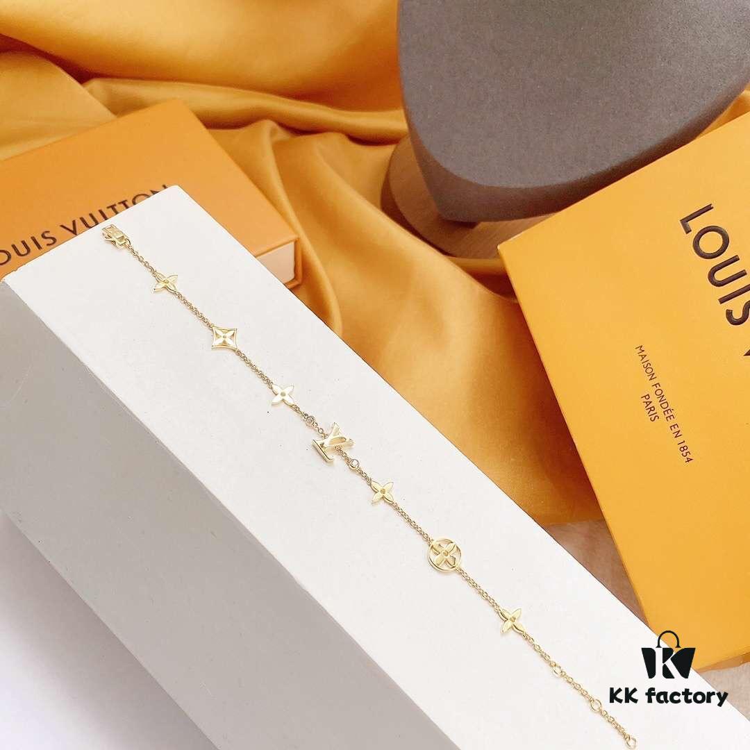 LV Gold-Tone Letter and Flower Bracelet
