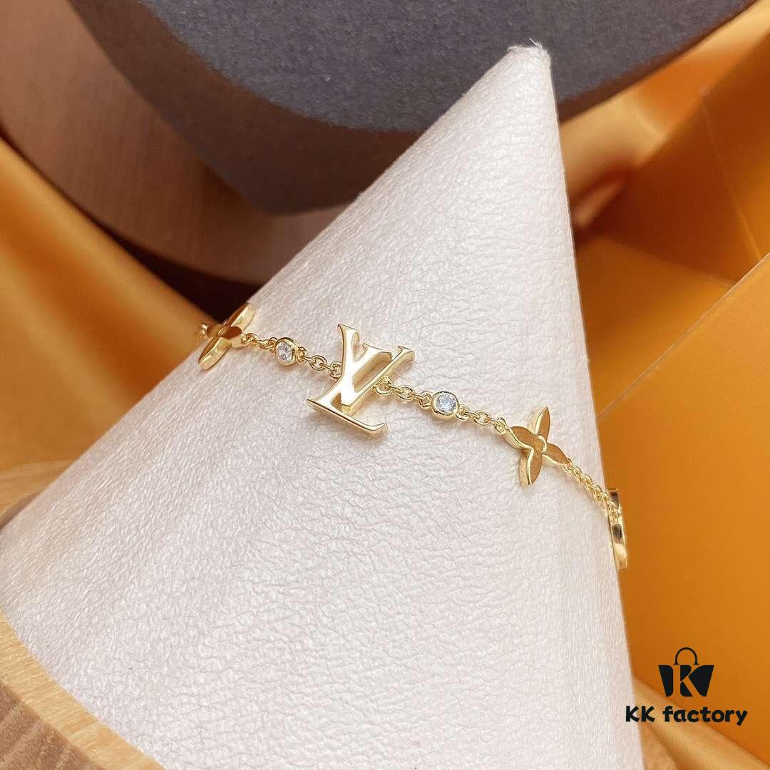 LV Gold-Tone Letter and Flower Bracelet