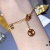 Luxury LV Irregular Monogram Bracelet in Rose Gold, Thick Electroplated Elegant Design, Adjustable Length