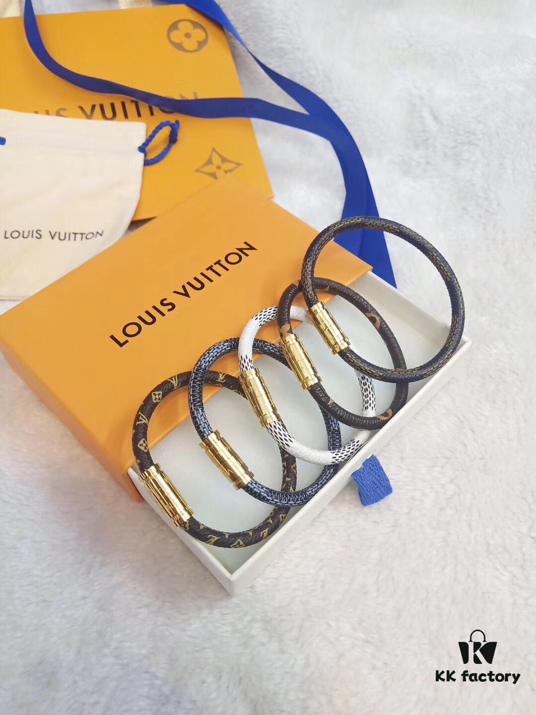 Louis Vuitton LV Monogram Canvas Leather Strap Unisex Bracelet