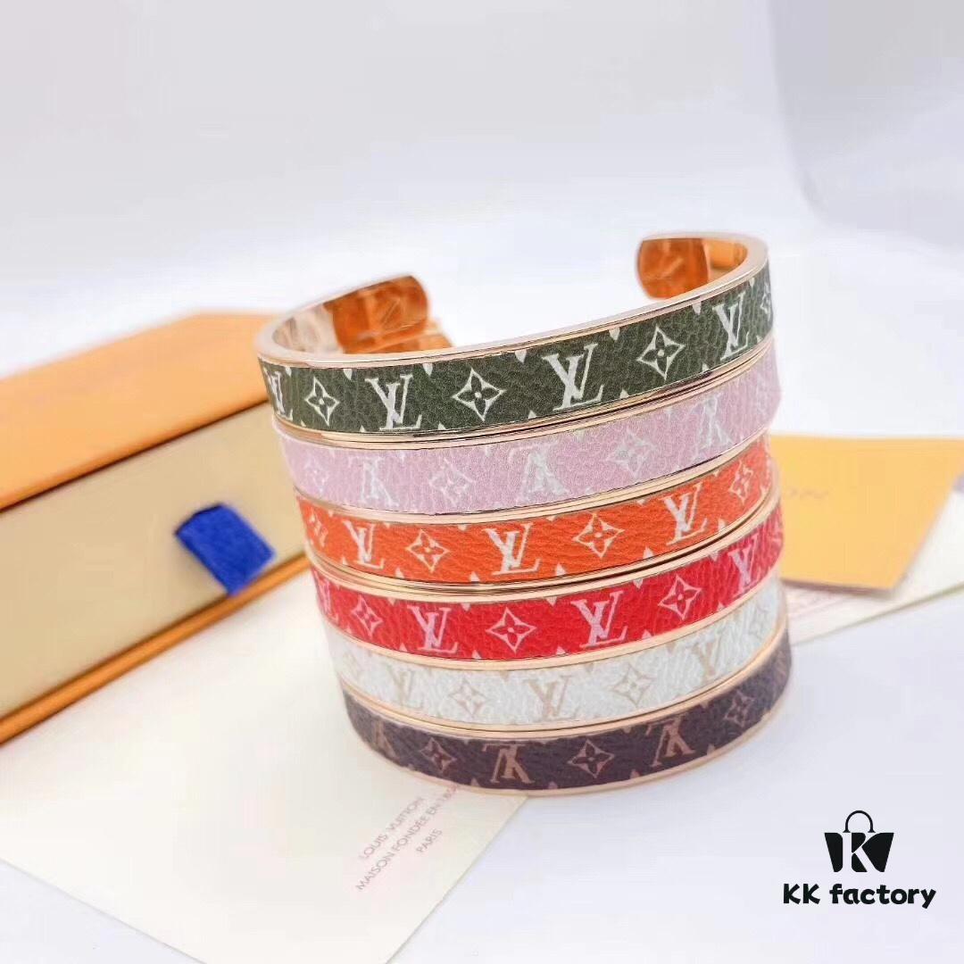 LV New Arrival Classic Monogram Leather Cuff Bracelet