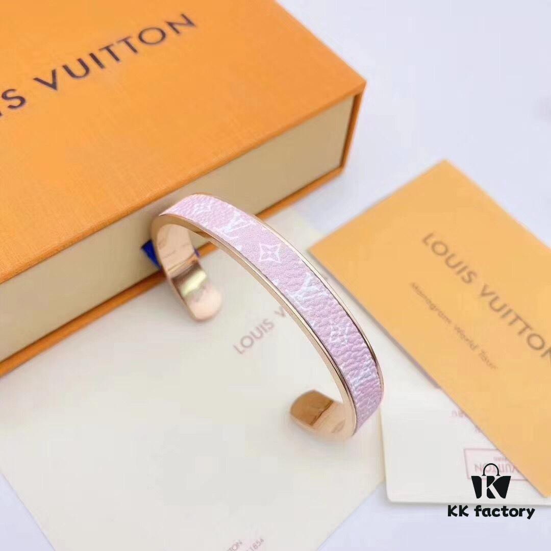 LV New Arrival Classic Monogram Leather Cuff Bracelet