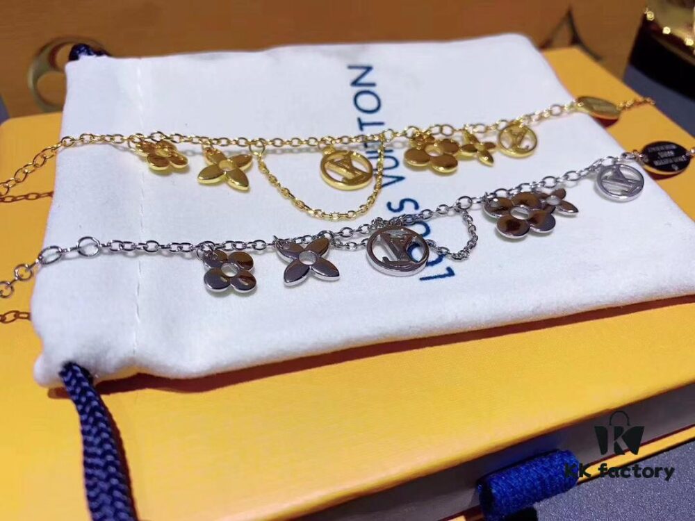 Luxury LV Irregular Monogram Bracelet in Rose Gold, Thick Electroplated Elegant Design, Adjustable Length