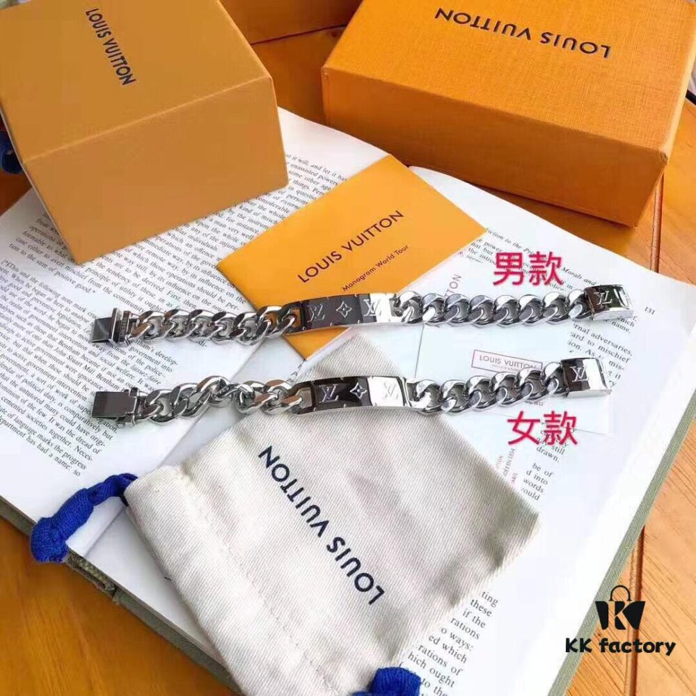 LV Long Plaque Thick Bracelet, Unisex Stylish and Handsome Design, Available in Men's and Women's Sizes