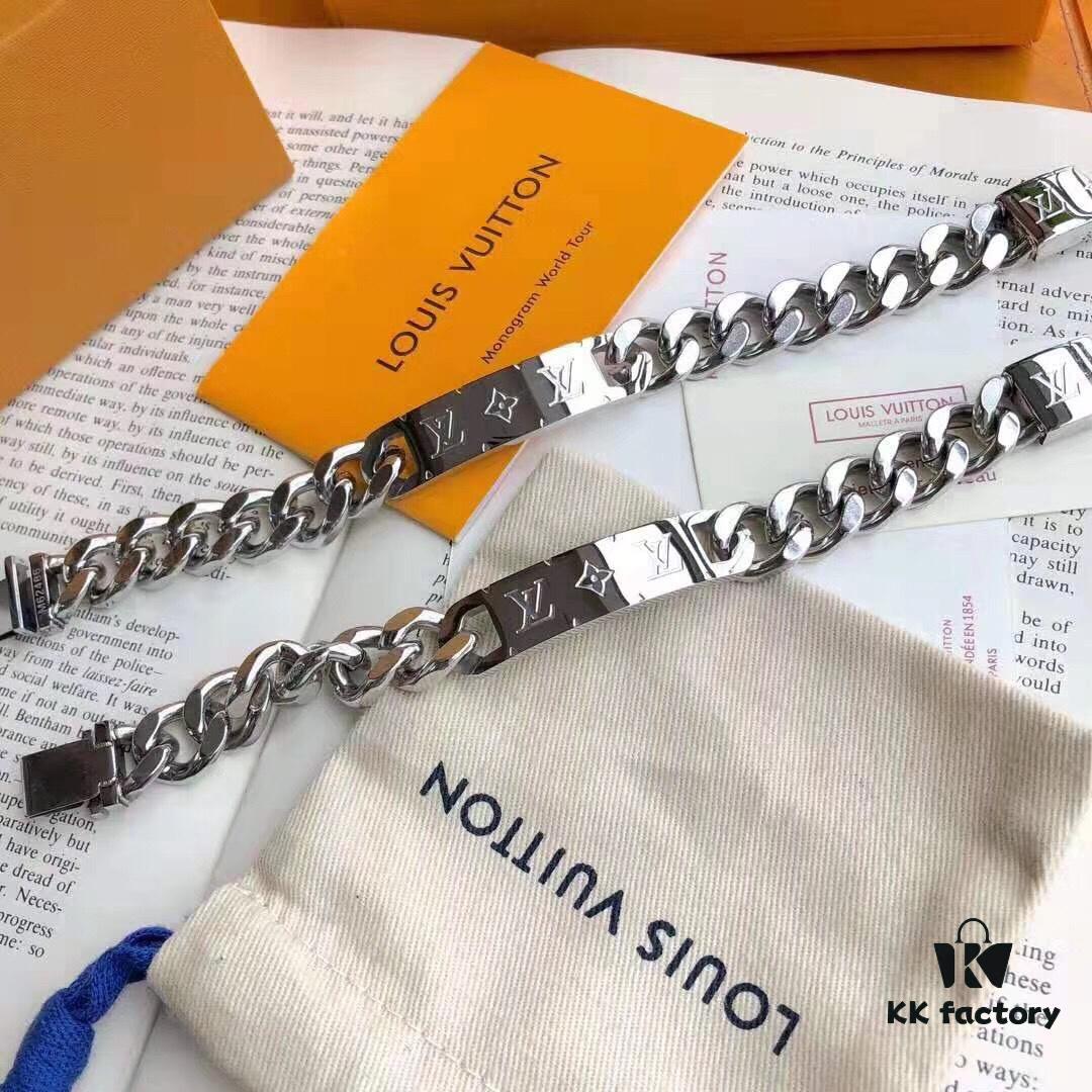LV Long Plaque Thick Bracelet, Unisex Stylish and Handsome Design, Available in Men's and Women's Sizes