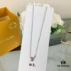 LV Letter Single Diamond Necklace in 18K Gold Plated Rose Gold and Silver