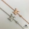 LV Letter Single Diamond Necklace in 18K Gold Plated Rose Gold and Silver