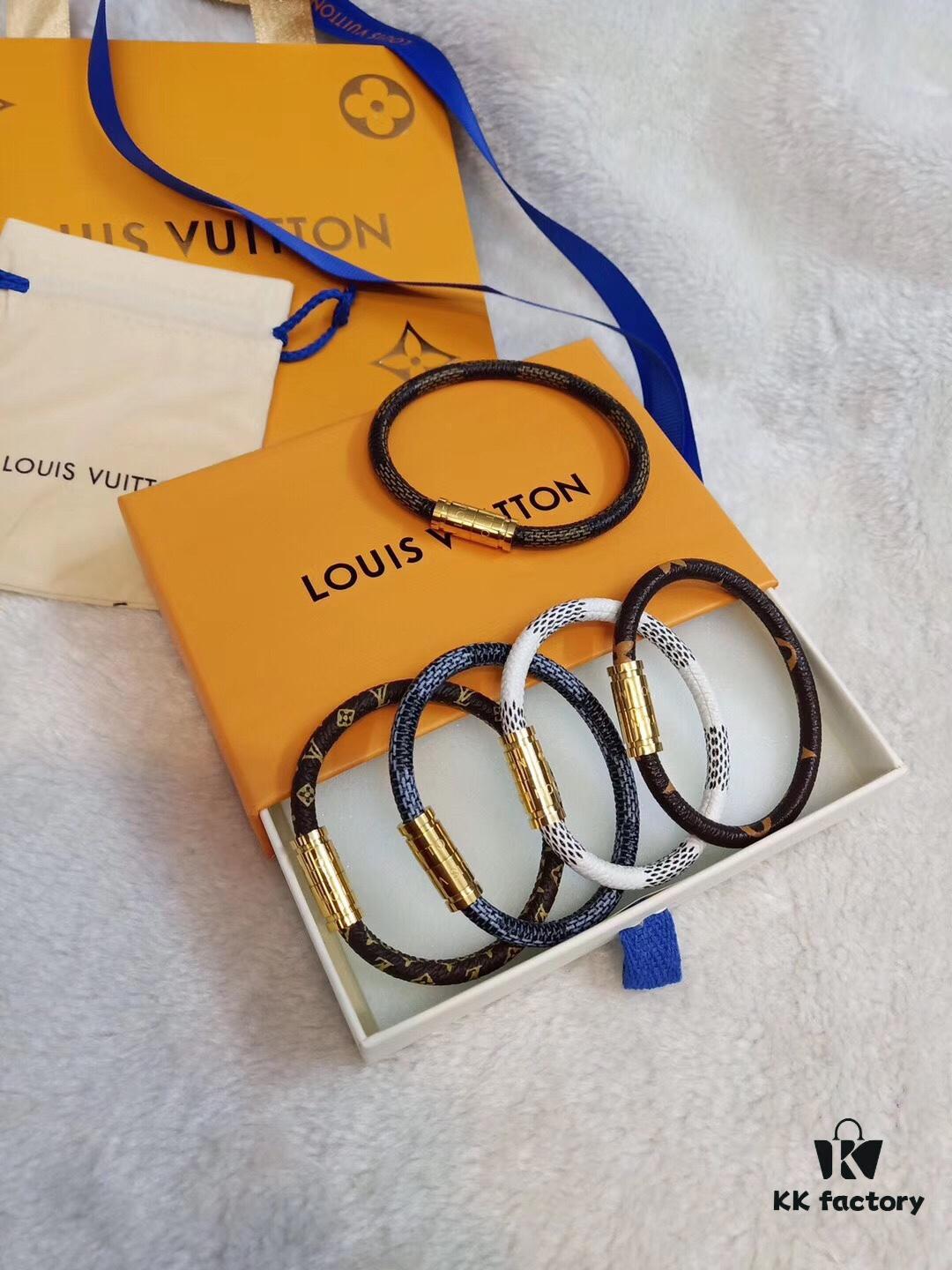 Louis Vuitton LV Monogram Canvas Leather Strap Unisex Bracelet