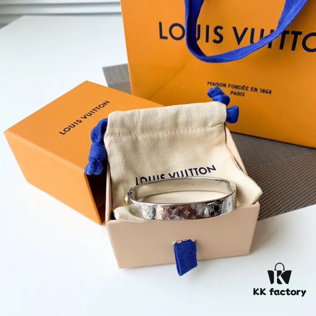 Exclusive In-Stock! LV NANOGram Bracelet with Classic Monogram Pattern, Wide Cuff Design with Louis Vuitton Rivets, Elegant and Unique, Perfect for Daily Wear