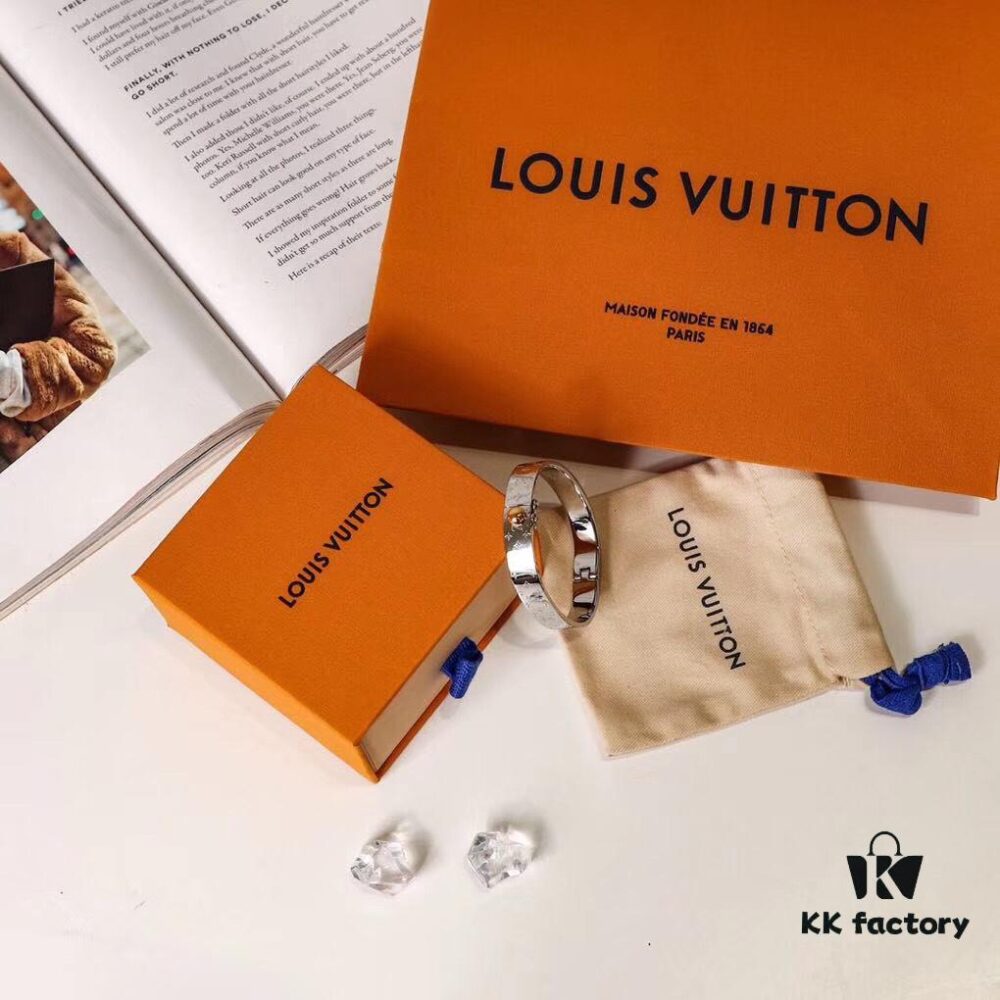 Exclusive In-Stock! LV NANOGram Bracelet with Classic Monogram Pattern, Wide Cuff Design with Louis Vuitton Rivets, Elegant and Unique, Perfect for Daily Wear