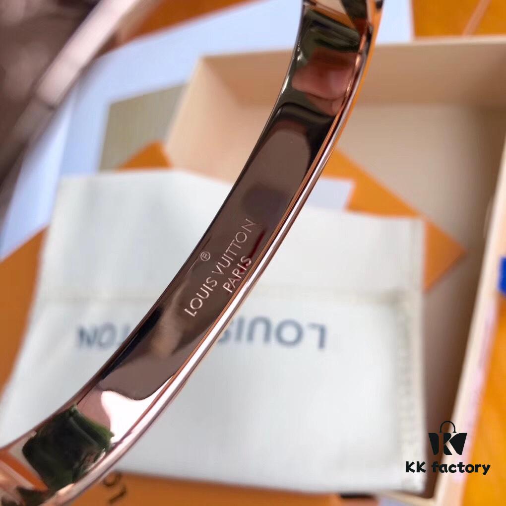 Exclusive In-Stock! LV NANOGram Bracelet with Classic Monogram Pattern, Wide Cuff Design with Louis Vuitton Rivets, Elegant and Unique, Perfect for Daily Wear