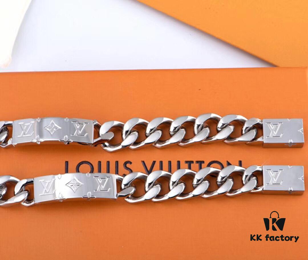 LV Long Plaque Chunky Bracelet, Unisex Design, Stylish and Rugged Look, Available in Male and Female Sizes