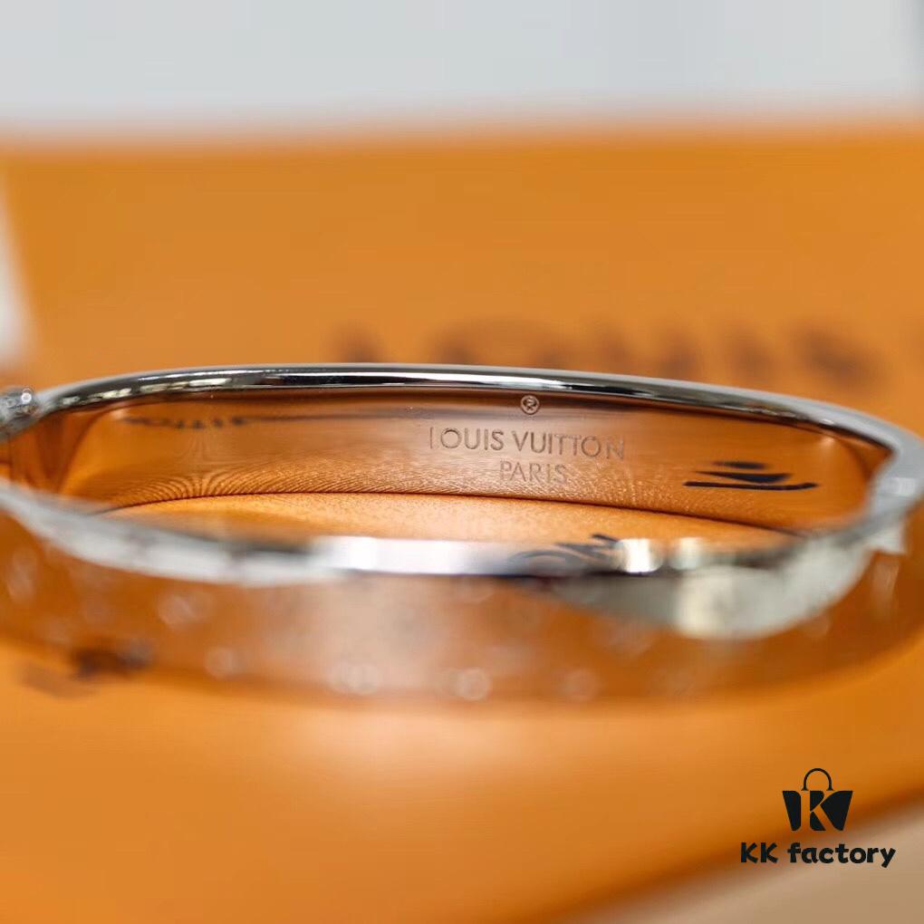 Exclusive In-Stock! LV NANOGram Bracelet with Classic Monogram Pattern, Wide Cuff Design with Louis Vuitton Rivets, Elegant and Unique, Perfect for Daily Wear