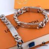 LV Long Plaque Chunky Bracelet, Unisex Design, Stylish and Rugged Look, Available in Male and Female Sizes