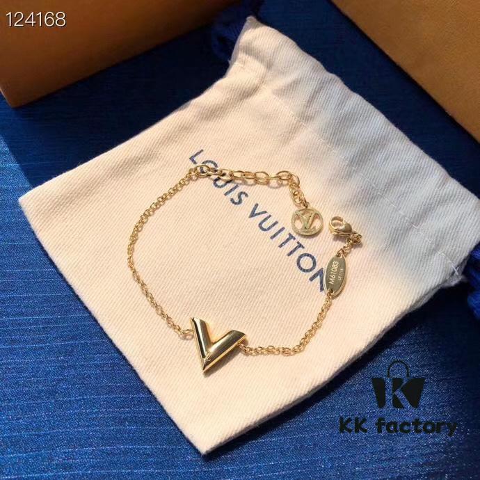Louis Vuitton Classic V-Shaped Bracelet, 18cm Adjustable Chain, Limited Edition
