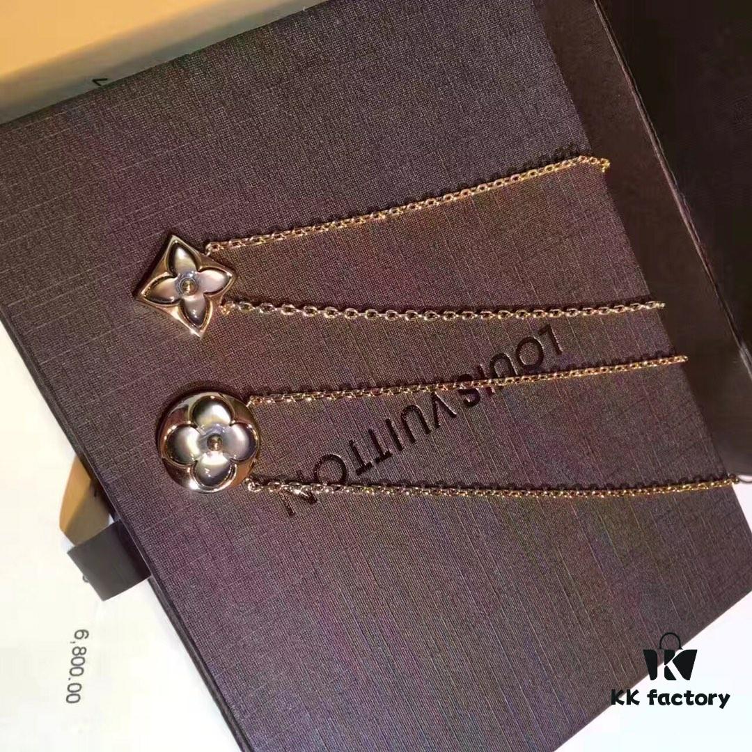 New Arrival LV Louis Vuitton High-End Exclusive Custom Edition Natural Gray Mother of Pearl 925 Silver Plated with K-Gold