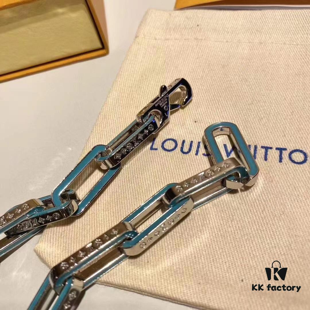 LV Latest Bamboo Resin Blue Necklace Men's 316 Stainless Steel Full Metal Necklace Monogram Bracelet
